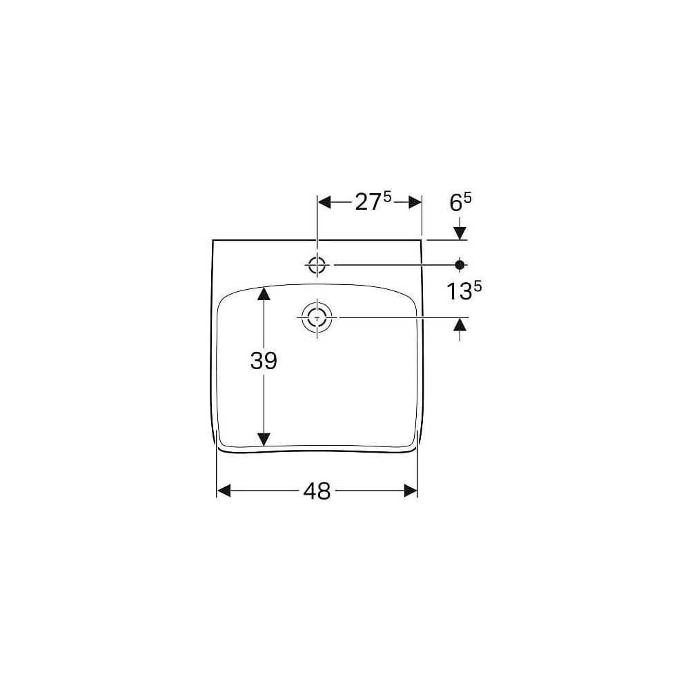 Geberit Renova Comfort Waschtisch barrierefrei, Breite 55cm, Tiefe 55cm, Hahnloch mi... GEBERIT-258557000 4022009344004 (Abb. 4)