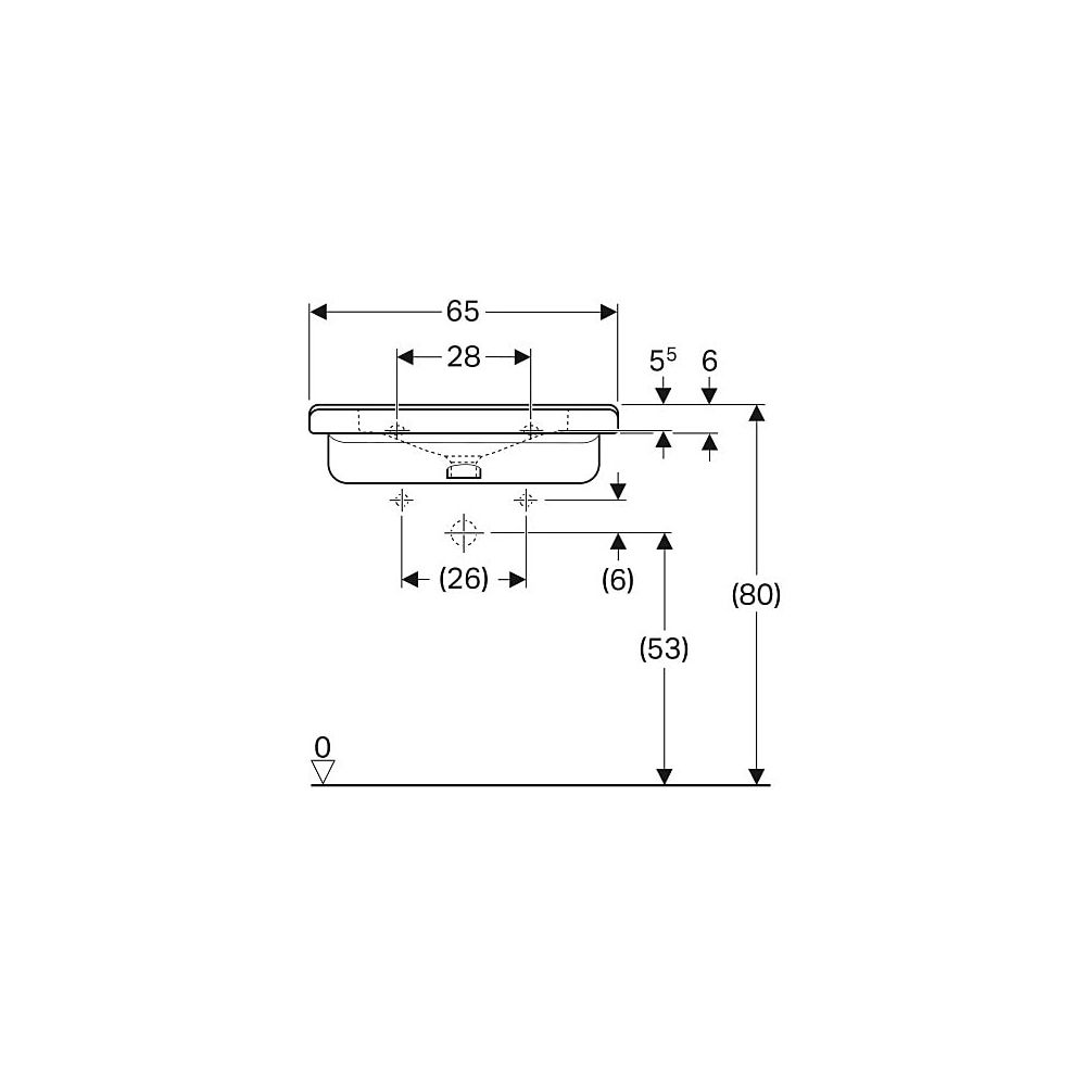 Geberit Renova Comfort Square Waschtisch barrierefrei, Breite 65cm, Tiefe 55cm, Hahn... GEBERIT-128667600 4022009317770 (Abb. 5)