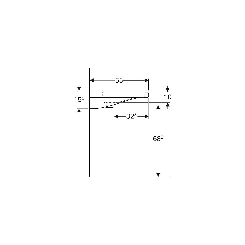 Geberit Renova Comfort Square Waschtisch barrierefrei, Breite 65cm, Tiefe 55cm, ohne... GEBERIT-128666000 4022009317749 (Abb. 6)