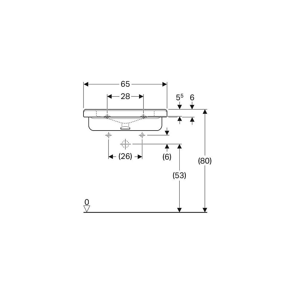 Geberit Renova Comfort Square Waschtisch barrierefrei, Breite 65cm, Tiefe 55cm, ohne... GEBERIT-128666000 4022009317749 (Abb. 5)