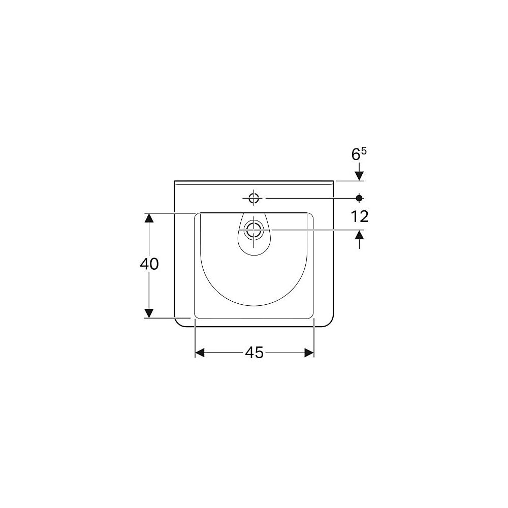 Geberit Renova Comfort Square Waschtisch barrierefrei, Breite 60cm, Tiefe 55cm, Hahn... GEBERIT-128662000 4022009317701 (Abb. 4)