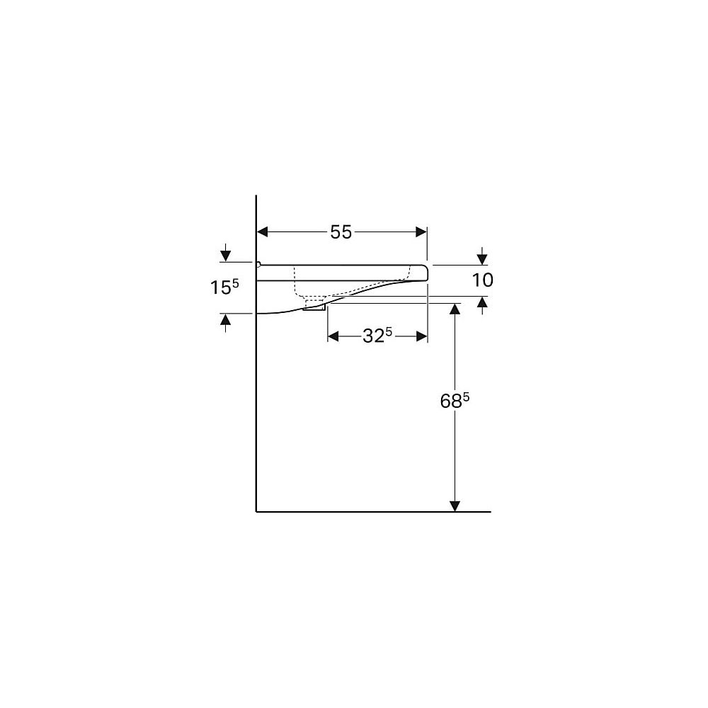 Geberit Renova Comfort Square Waschtisch barrierefrei, Breite 60cm, Tiefe 55cm, ohne... GEBERIT-128661000 4022009317688 (Abb. 6)