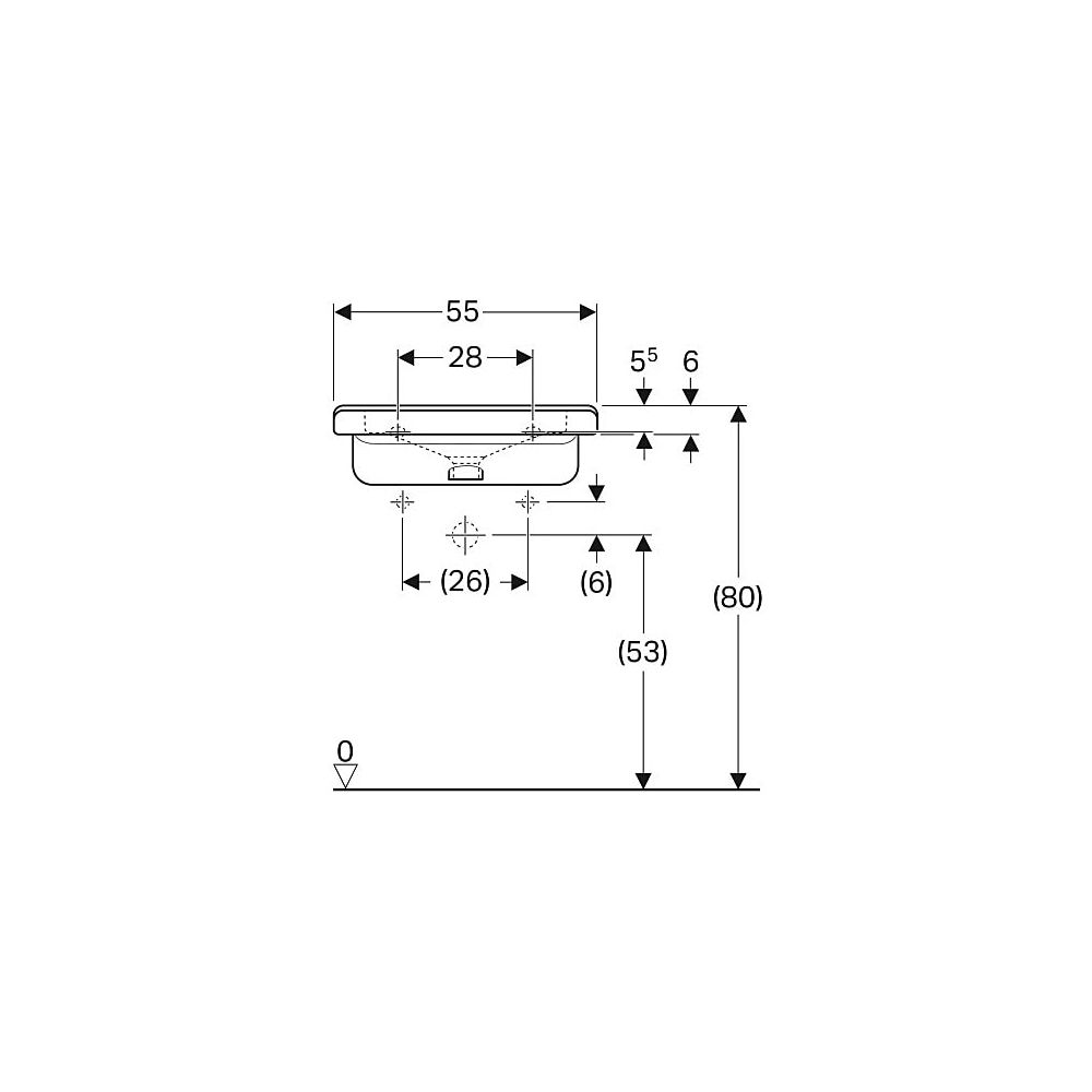 Geberit Renova Comfort Square Waschtisch barrierefrei, Breite 55cm, Tiefe 52,5cm, oh... GEBERIT-128556600 4022009315981 (Abb. 5)