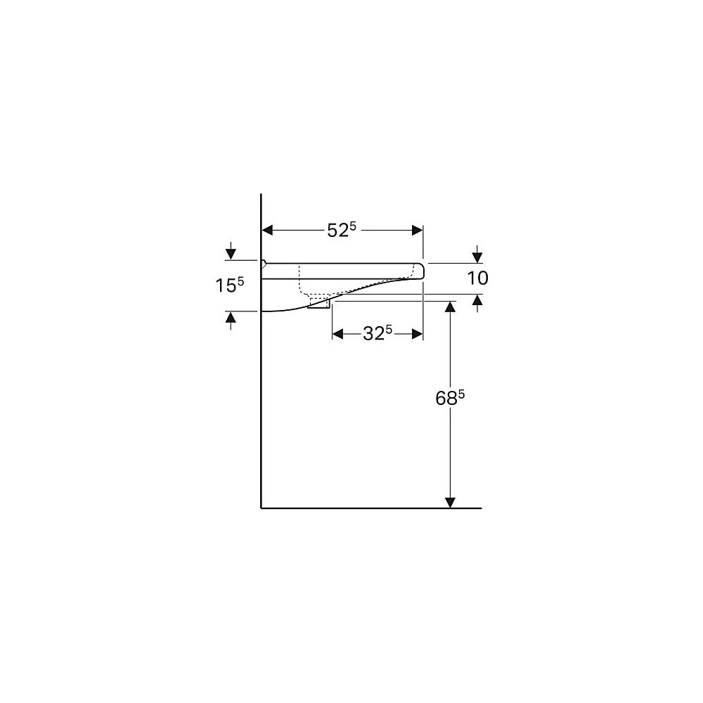 Geberit Renova Comfort Square Waschtisch barrierefrei, Breite 55cm Tiefe 52,5cm Hahn... GEBERIT-128557600 4022009312355 (Abb. 6)