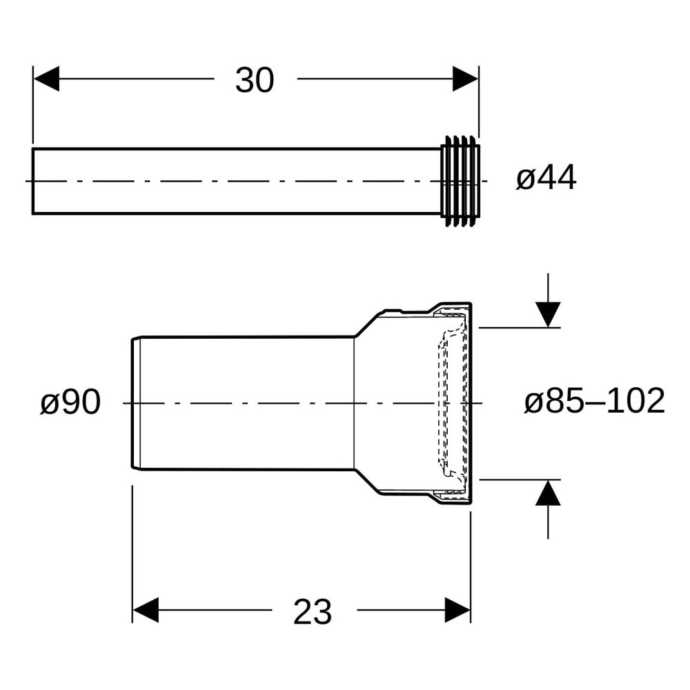 Geberit Anschlussset Bambini, 90mm, 85-102mm, PP, Weiß, 152408001... GEBERIT-152408001 4064746047589 (Abb. 6)