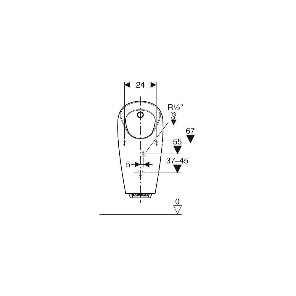 Geberit Selva Urinal mit integrierter Steuerung, Batterie Zulauf hinten, Weiß... GEBERIT-116083001 4025416530312 (Abb. 6)