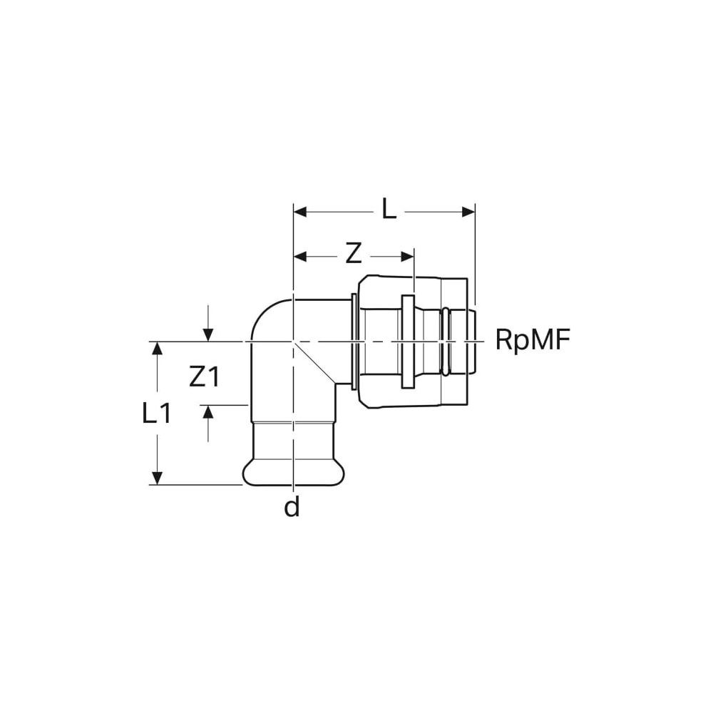 Geberit Mapress Übergangswinkel 90 Grad mit MasterFix, d 15mm, RpMF 1/2″, Rotguss bleifr... GEBERIT-61120 4025410547859 (Abb. 4)