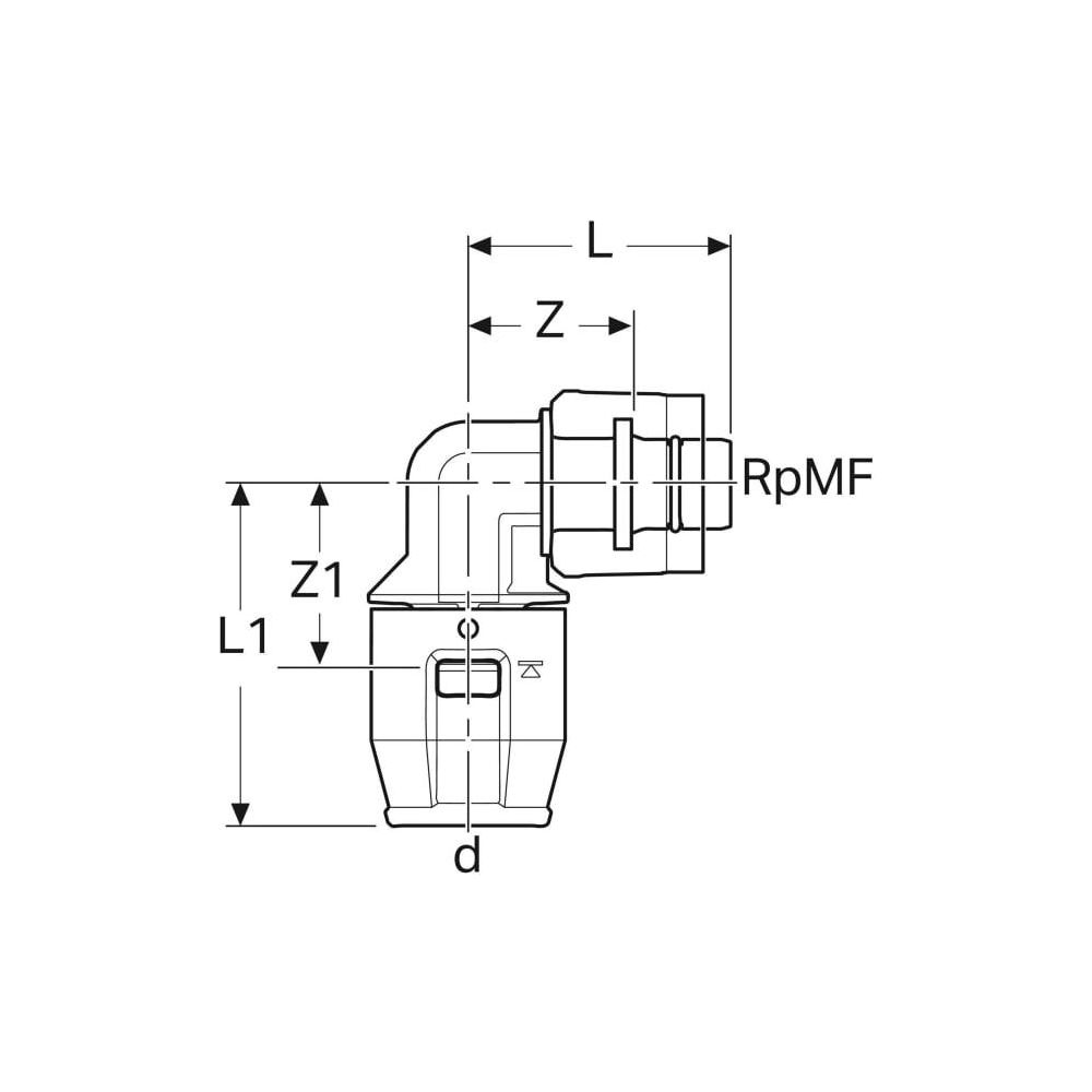 Geberit PushFit Übergangswinkel 90 Grad mit MasterFix PVDF, d 20mm, RpMF 1/2″... GEBERIT-651502001 4025416280712 (Abb. 4)