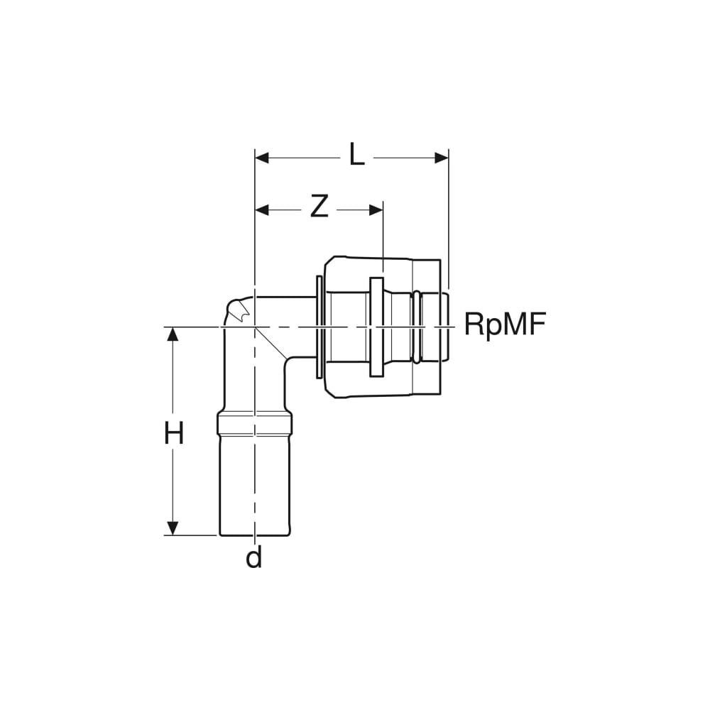 Geberit Mapress Übergangswinkel 90 Grad mit MasterFix, Einschubende, d 15mm, RpMF 1/2″, ... GEBERIT-61121 4025410547668 (Abb. 4)