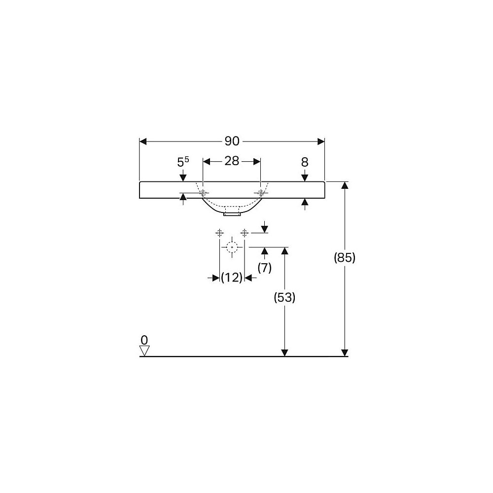 Geberit Preciosa 2 Waschtisch mit Ablagefläche, Breite 90cm, Tiefe 50cm, Hahnloch mi... GEBERIT-123292600 4022009326451 (Abb. 5)