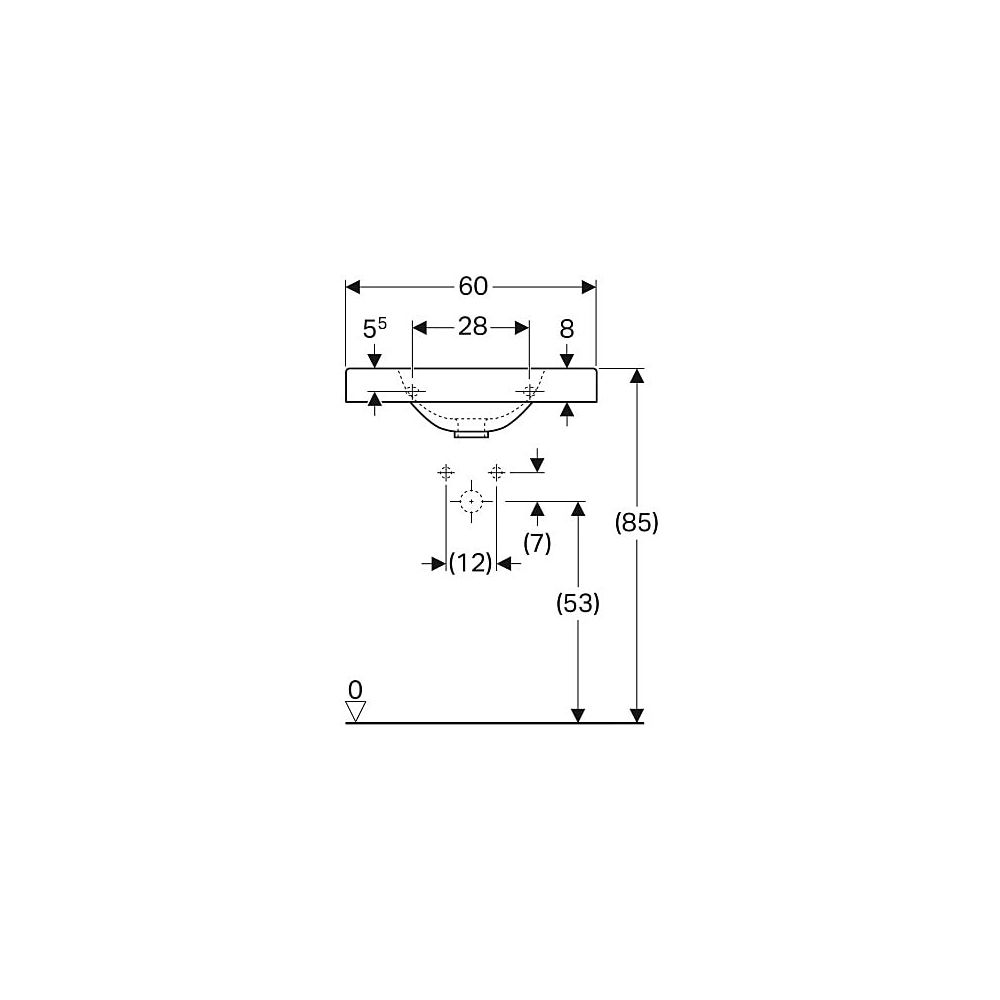 Geberit Preciosa 2 Waschtisch mit Ablagefläche, Breite 60cm, Tiefe 50cm, Hahnloch mi... GEBERIT-123262000 4022009319682 (Abb. 5)