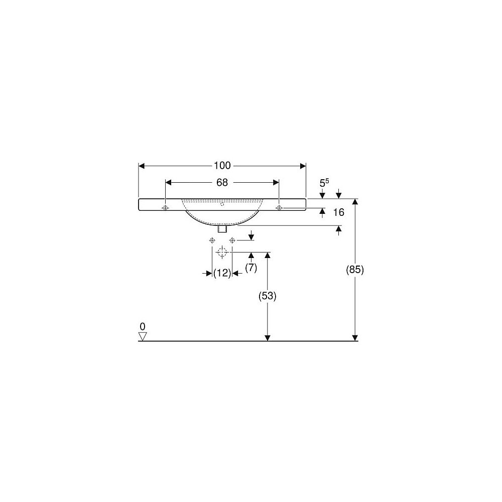 Geberit Preciosa Waschtisch mit Ablagefläche, Breite 100cm, Tiefe 55cm, Hahnloch mit... GEBERIT-124200600 4022009208313 (Abb. 5)