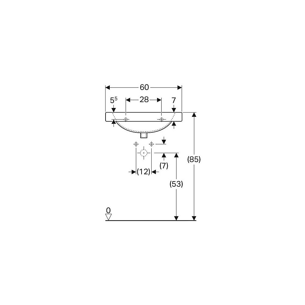 Geberit Preciosa Waschtisch mit Ablagefläche, Breite 60cm, Tiefe 55cm, Hahnloch mitt... GEBERIT-253230600 4022009232257 (Abb. 5)