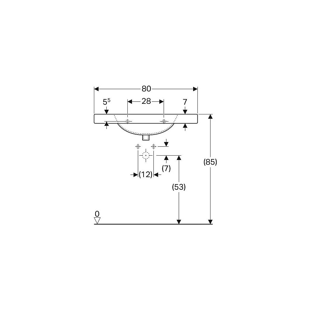 Geberit Preciosa Waschtisch mit Ablagefläche, Breite 80cm, Tiefe 55cm, ohne Hahnloch... GEBERIT-124284600 4022009232202 (Abb. 5)