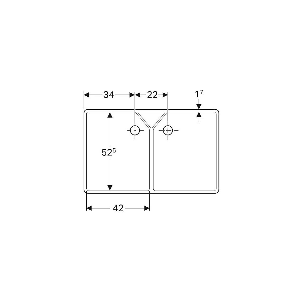 Geberit Publica Mehrzweckbecken mit zwei Becken und Überlauf 90x25x56cm... GEBERIT-350490000 4022009077650 (Abb. 4)