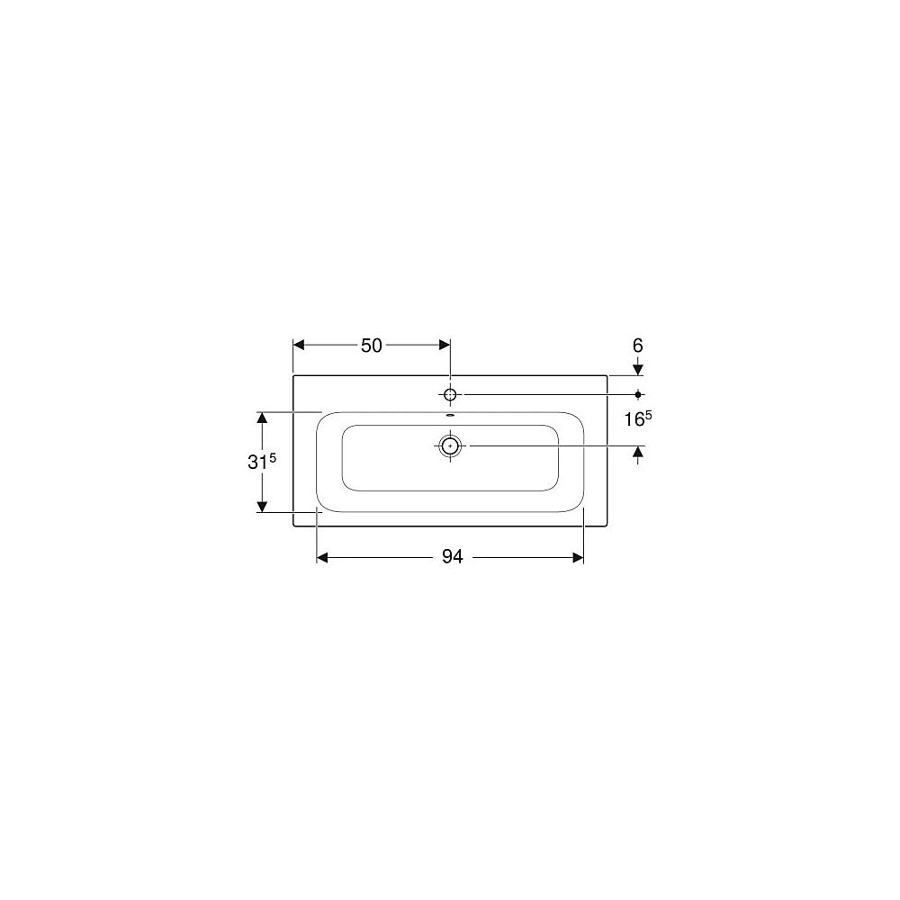 Geberit Renova Plan Möbelwaschtisch, Breite 100cm, Tiefe 48cm, Hahnloch mittig, Über... GEBERIT-122200600 4022009368956 (Abb. 4)