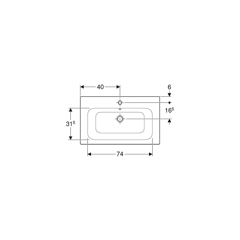 Geberit Renova Plan Möbelwaschtisch, Breite 80cm, Tiefe 48cm, Hahnloch mittig, Überl... GEBERIT-122280000 4022009368987 (Abb. 4)