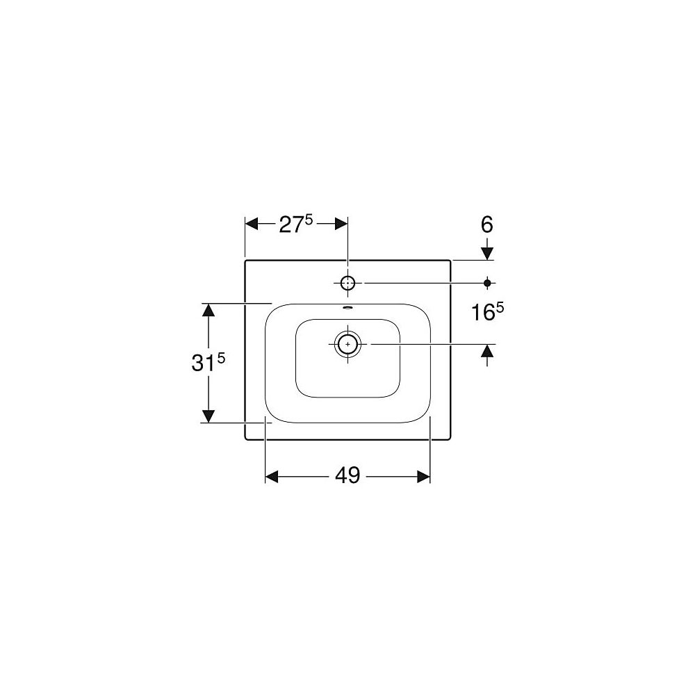 Geberit Renova Plan Möbelwaschtisch, Breite 55cm, Tiefe 48cm, Hahnloch mittig, Überl... GEBERIT-122255000 4022009368925 (Abb. 4)
