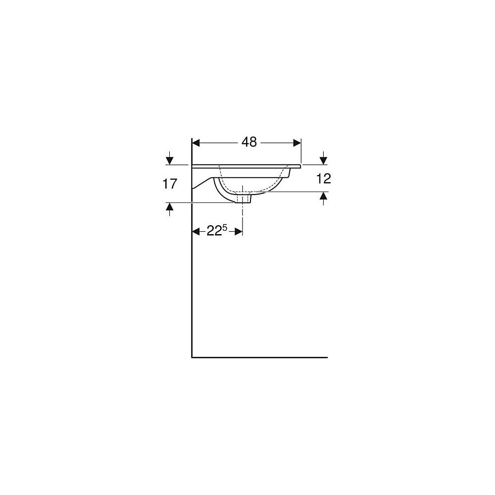 Geberit Renova Plan Doppelmöbelwaschtisch, Breite 130cm, Tiefe 48cm, Hahnloch mittig... GEBERIT-122230600 4022009368970 (Abb. 6)