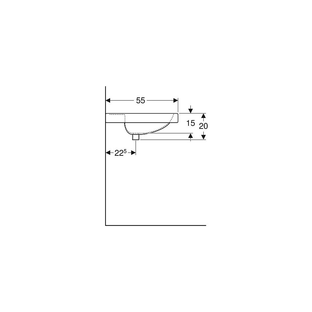 Geberit Preciosa Waschtisch mit Ablagefläche, Breite 100cm, Tiefe 55cm, Hahnloch mit... GEBERIT-124230000 4022009009200 (Abb. 6)