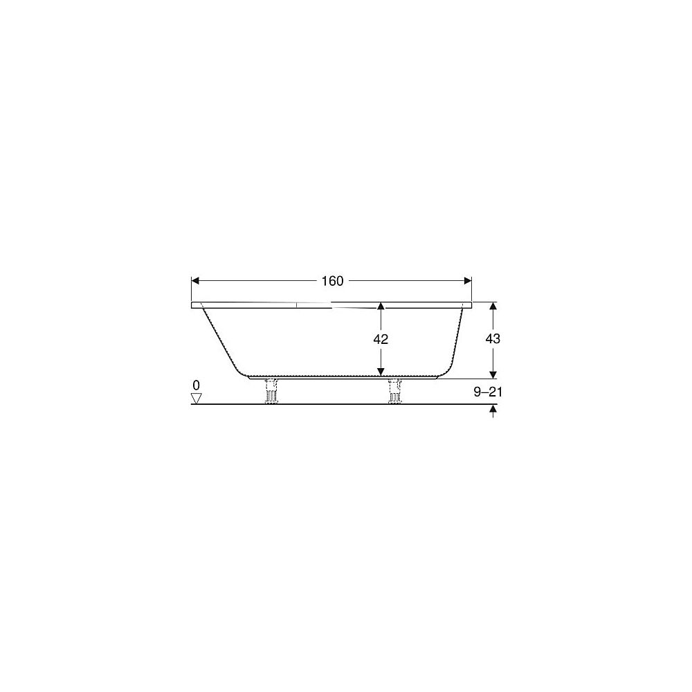 Geberit Renova Fünfeckbadewanne Länge 160cm, Breite 75cm, Abgang rechts... GEBERIT-657260000 4022009093384 (Abb. 5)