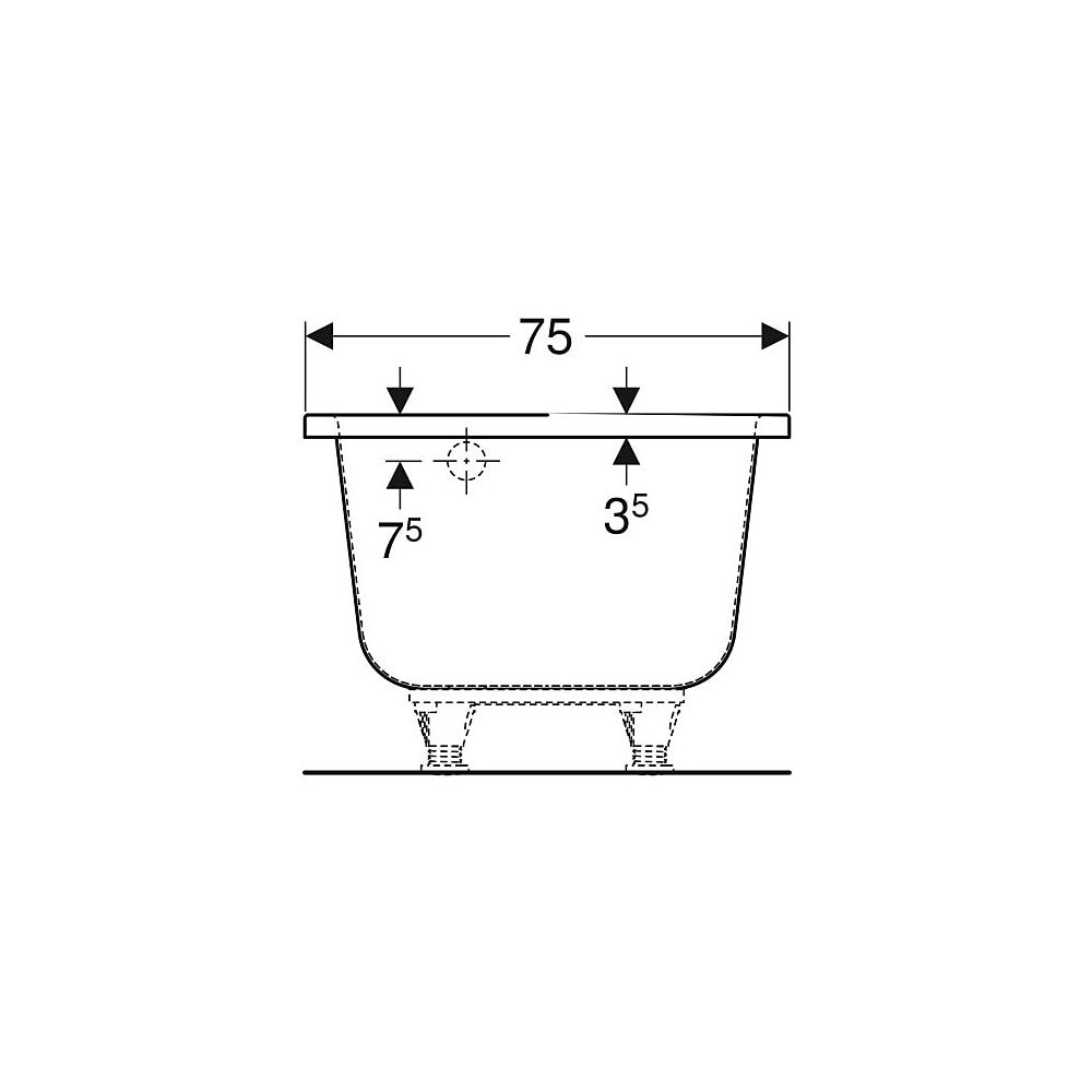 Geberit Renova Fünfeckbadewanne Länge 160cm, Breite 75cm, Abgang rechts... GEBERIT-657260000 4022009093384 (Abb. 6)