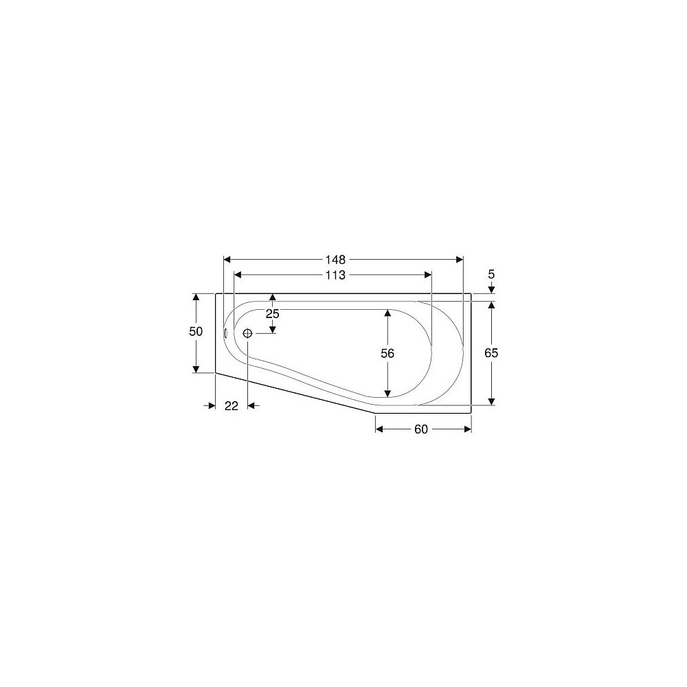 Geberit Renova Fünfeckbadewanne Länge 160cm, Breite 75cm, Abgang links... GEBERIT-657261000 4022009093476 (Abb. 4)