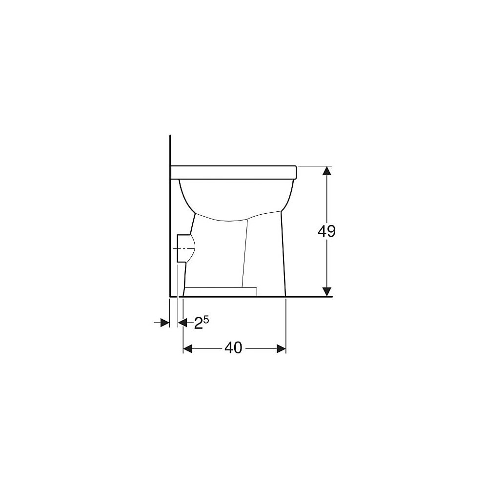 Geberit Renova Comfort Stand-WC Flachspüler, erhöht, Höhe 49cm, Abgang horizontal Ti... GEBERIT-218520600 4022009353679 (Abb. 6)
