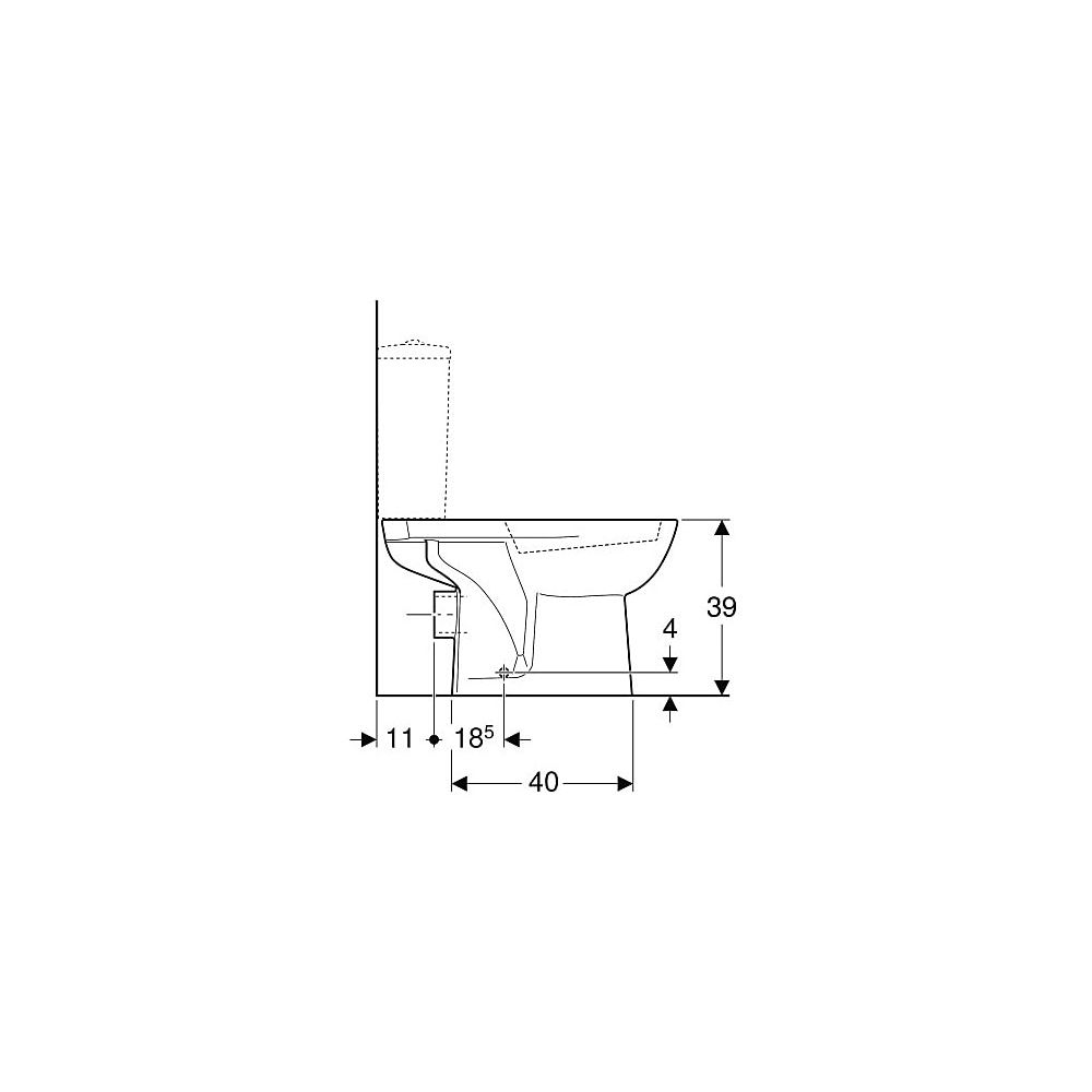 Geberit Renova Stand-WC für Aufputzspülkasten aufgesetzt, Tiefspüler, Abgang horizon... GEBERIT-203820600 4022009353723 (Abb. 6)