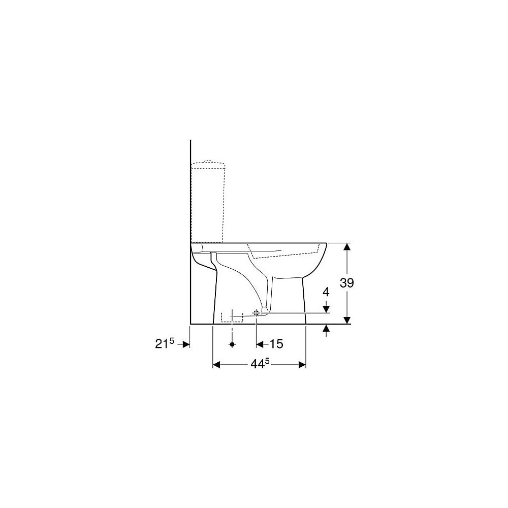 Geberit Renova Stand-WC für Aufputzspülkasten aufgesetzt, Tiefspüler, Abgang vertika... GEBERIT-203821600 4022009353730 (Abb. 6)