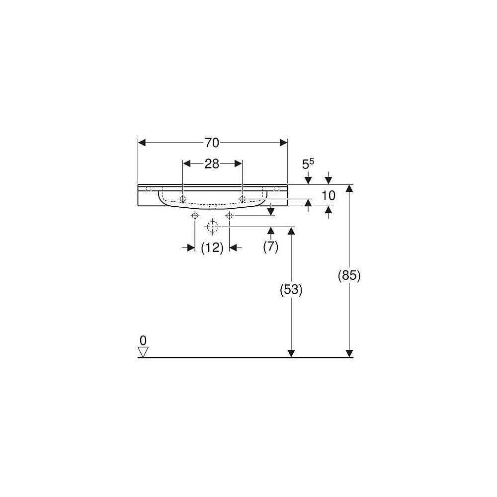 Geberit Publica Waschtisch eckiges Design, Ausschnitten, barrierefrei, B 70cm T 55cm... GEBERIT-402170016 4022009330014 (Abb. 6)