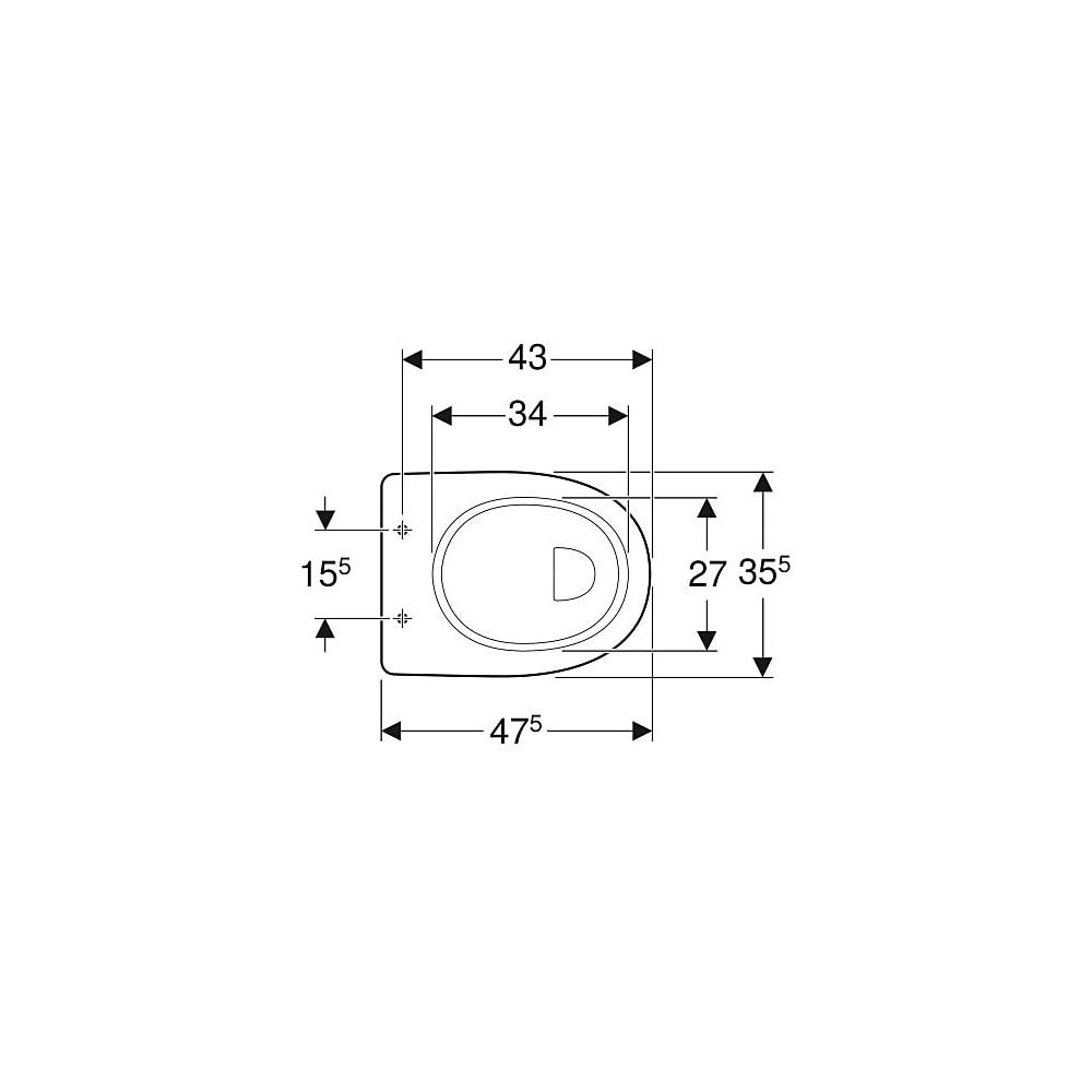 Geberit Renova Comfort Stand-WC Flachspüler, erhöht, Höhe 45cm, Abgang horizontal Ti... GEBERIT-218510600 4022009353754 (Abb. 4)