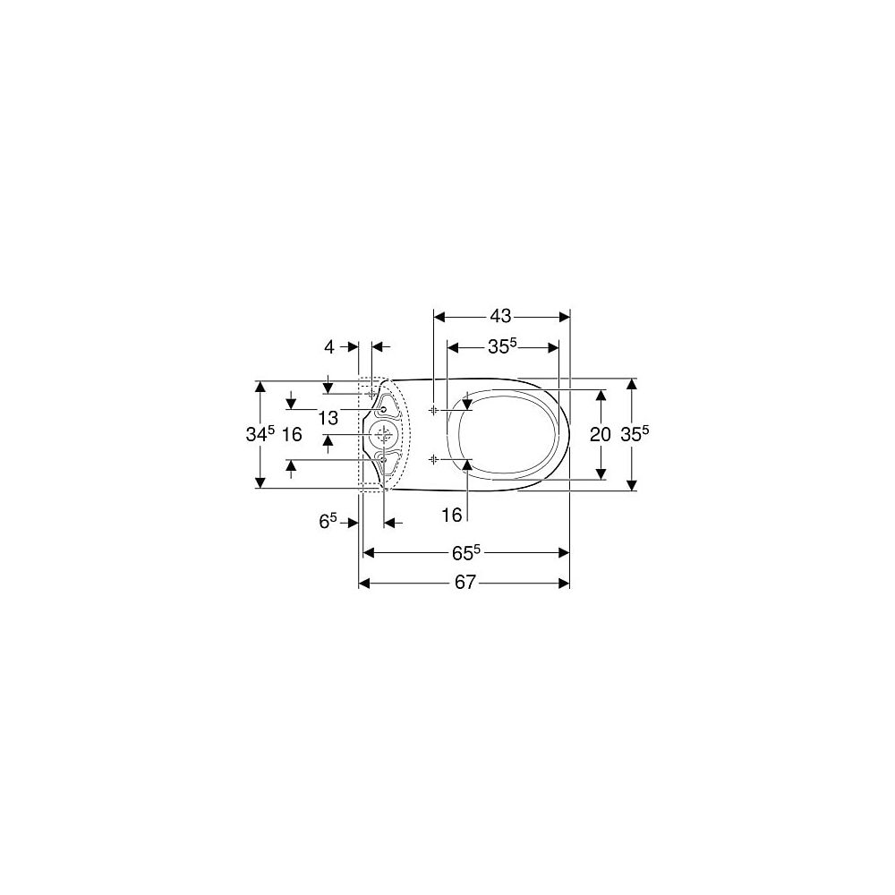 Geberit Renova Stand-WC für Aufputzspülkasten aufgesetzt, Tiefspüler, Abgang horizon... GEBERIT-203820600 4022009353723 (Abb. 4)