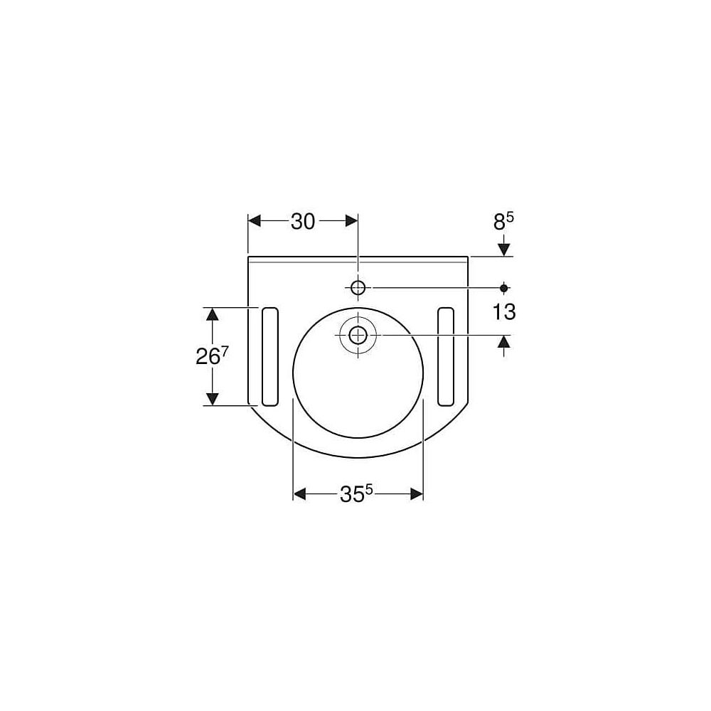 Geberit Publica Waschtisch rundes Design, Ausschnitten, barrierefrei, B 60cm T 55cm ... GEBERIT-402160016 4022009330038 (Abb. 5)