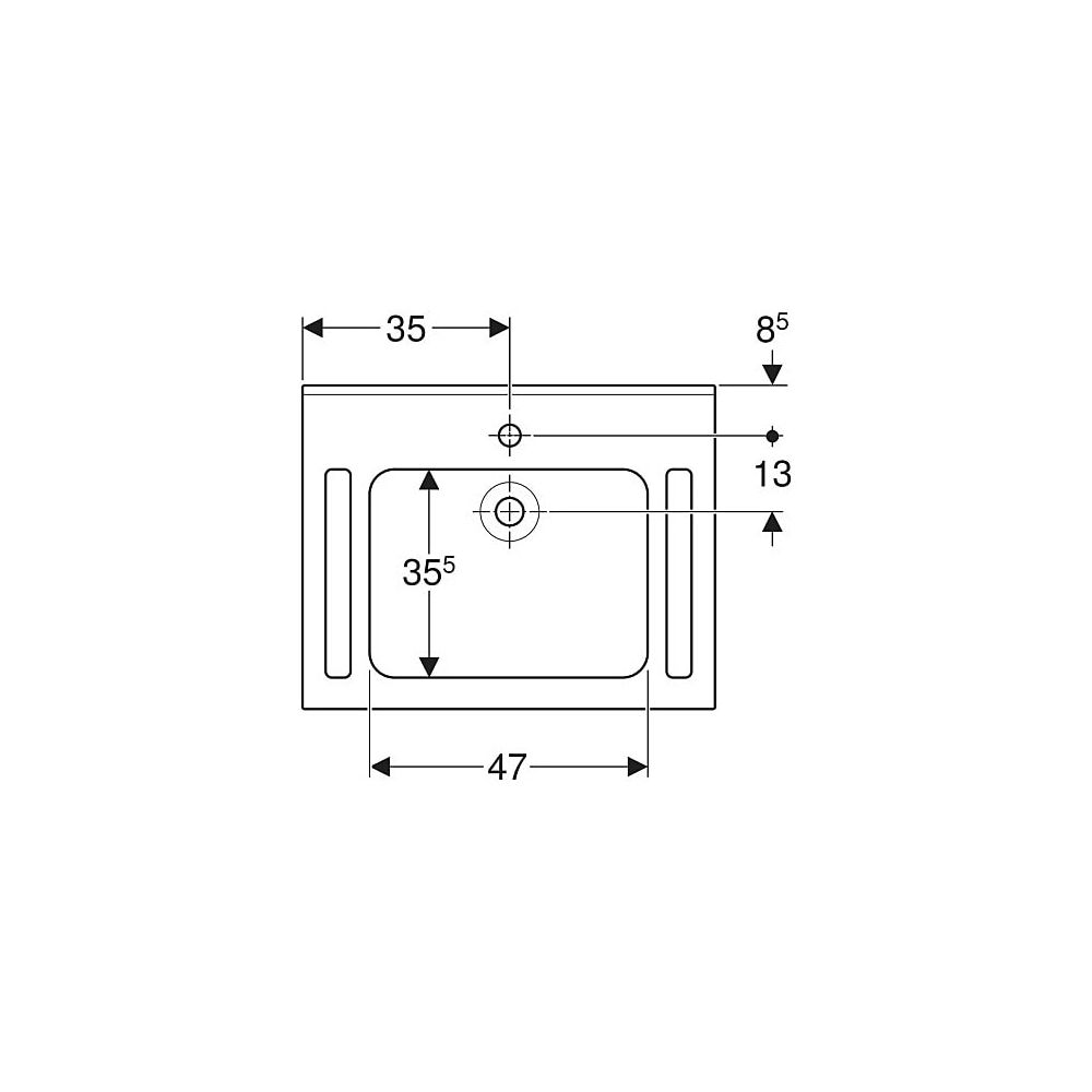 Geberit Publica Waschtisch eckiges Design, Ausschnitten, barrierefrei, B 70cm T 55cm... GEBERIT-402170016 4022009330014 (Abb. 5)