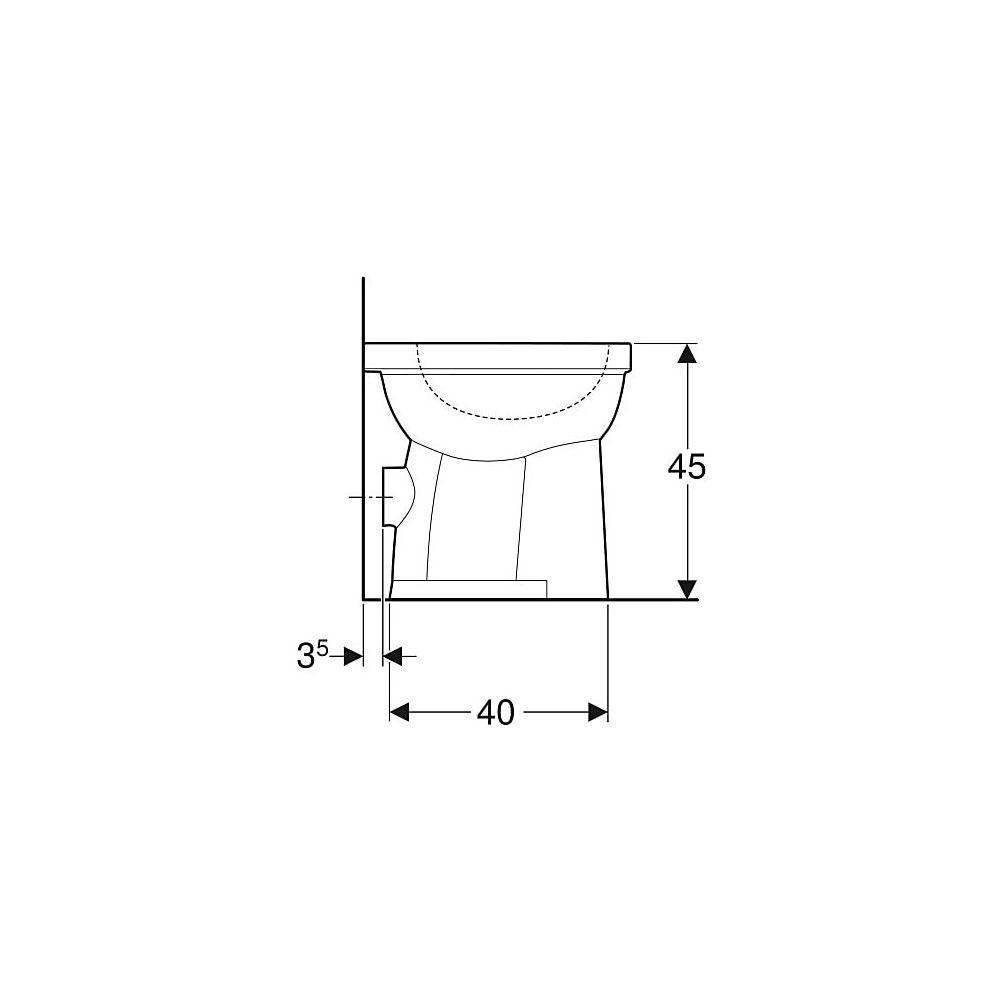 Geberit Renova Comfort Stand-WC Flachspüler, erhöht, Höhe 45cm, Abgang horizontal Ti... GEBERIT-218510600 4022009353754 (Abb. 6)