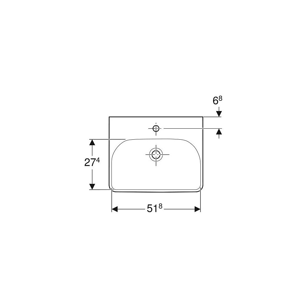 Geberit Smyle Square Waschtisch, Breite 55cm, Tiefe 44cm, Hahnloch mittig, Überlauf ... GEBERIT-500259011 4025416437345 (Abb. 4)