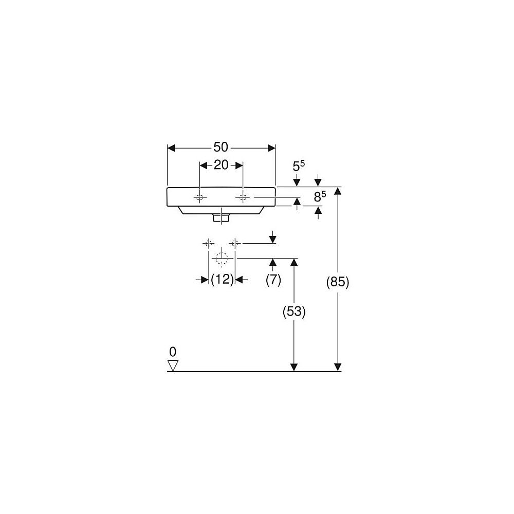 Geberit Smyle Square Handwaschbecken, 50x16x41cm, Hahnloch mittig, Überlauf sichtbar... GEBERIT-500256018 4025416383222 (Abb. 5)