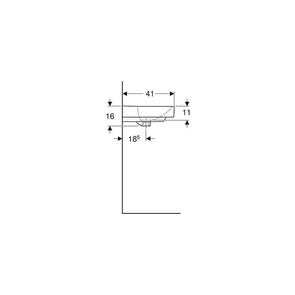 Geberit Smyle Square Handwaschbecken, 50x16x41cm, Hahnloch mittig, Überlauf sichtbar... GEBERIT-500256018 4025416383222 (Abb. 6)