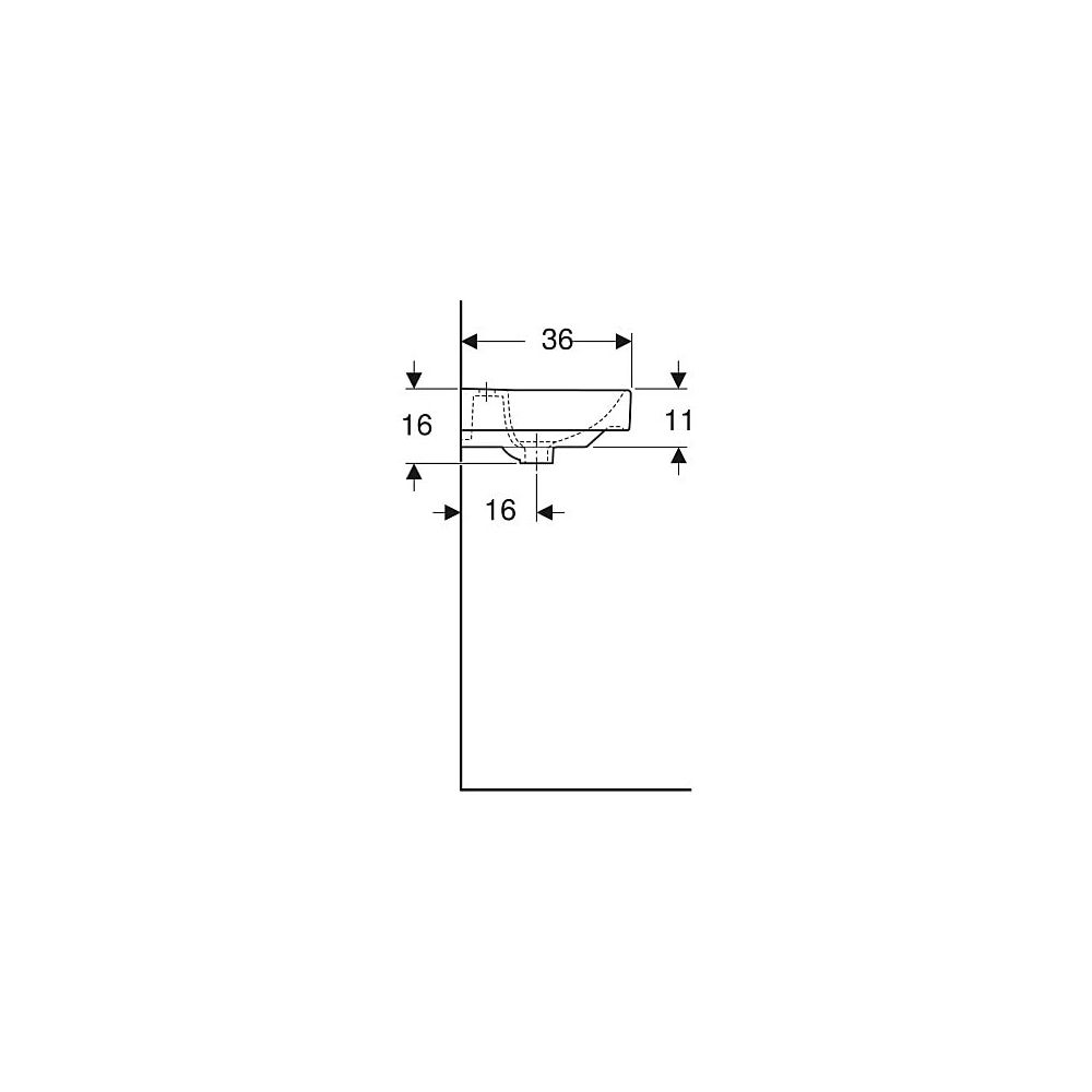 Geberit Smyle Square Handwaschbecken m. asymmetrischem Überlauf, 45x16x36cm, Hahnloc... GEBERIT-500222018 4025416428893 (Abb. 5)