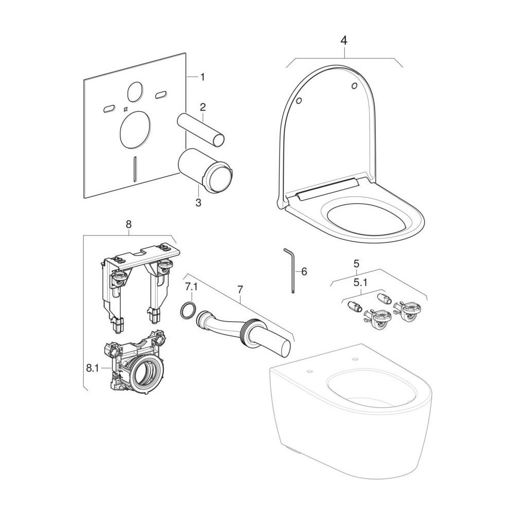 Geberit ONE Set Wand-WC Tiefspüler, geschlossene Form, TurboFlush, mit WC-Sitz, Hoc... GEBERIT-500202011 4025416301660 (Abb. 10)