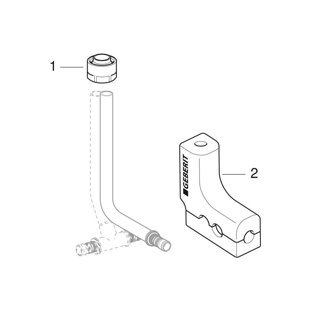 Geberit Mepla Metallrohr-Anschlussbogen 90 Grad mit Dämmbox, Anschlussverschraubung ... GEBERIT-612250227 4025410585127 (Abb. 8)