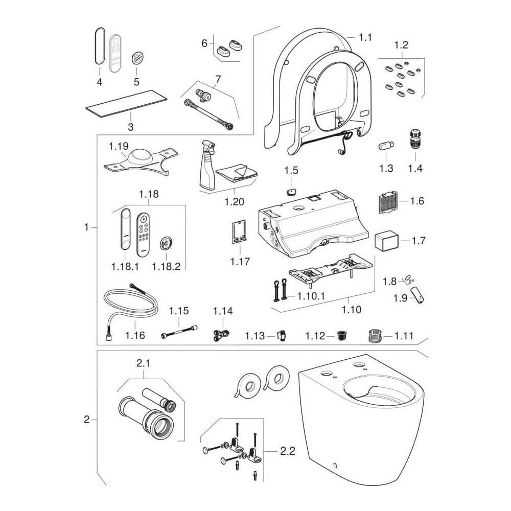 Geberit AquaClean Tuma Comfort WC-Komplettanlage Stand-WC, wandbündig, Edelstahl ge... GEBERIT-146310FW1 4025410758590 (Abb. 12)
