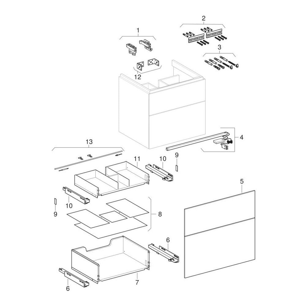 Geberit Xeno2 Unterschrank für Waschtisch, 2 Schubladen, 58x53x46,2cm, sculturagrau... GEBERIT-500506431 4025416611677 (Abb. 10)