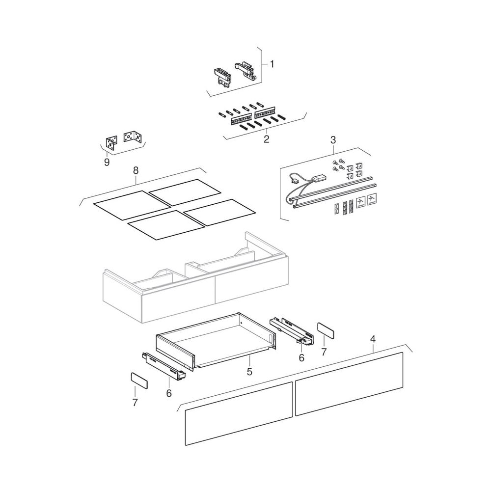 Geberit Xeno2 Unterschrank für Waschtisch mit, B ab 120cm, 2 Schubladen, 117,4x22x4... GEBERIT-500517431 4025416610298 (Abb. 10)