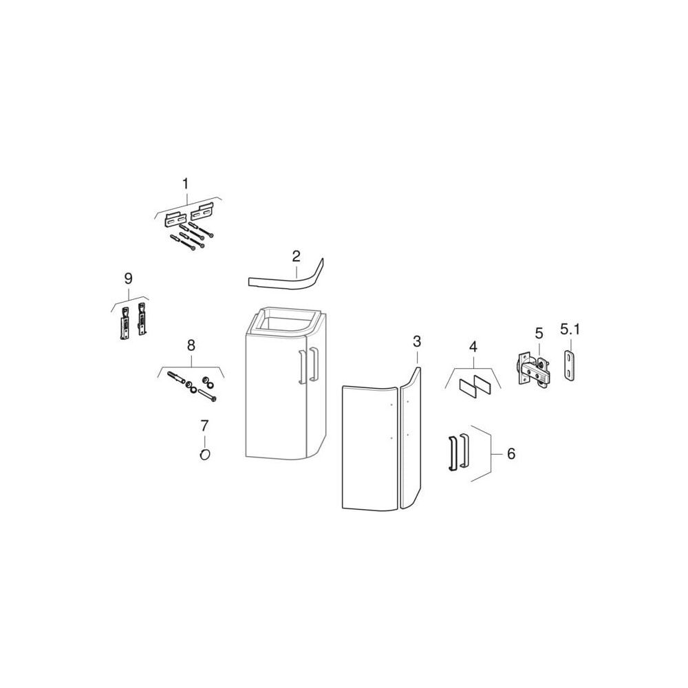 Geberit Renova Compact Unterschrank Eckhandwaschbecken 2 Türen 425x604x33cm Weiß la... GEBERIT-862132000 4022009327496 (Abb. 11)