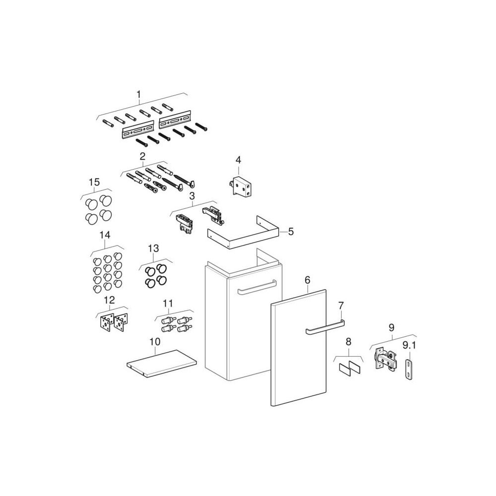 Geberit Renova Compact Unterschrank für Handwaschbecken Tür verk. Ausl. 408x605x231... GEBERIT-501924011 4025410905536 (Abb. 10)