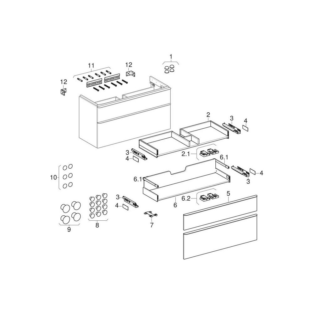 Geberit Smyle Square Unterschrank für Waschtisch, 2 Schubladen, 58,4x61,7x47cm, Wei... GEBERIT-500352001 4025416424611 (Abb. 10)