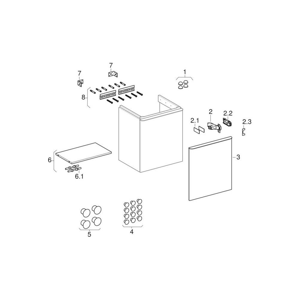 Geberit Smyle Square Unterschrank für Waschtisch, 1 Tür, Anschlag links, 53,6x61,7x... GEBERIT-500366JK1 4025416433446 (Abb. 10)