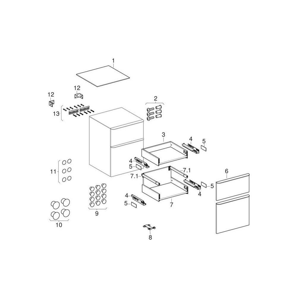 Geberit Smyle Square Seitenschrank 2 Schubladen, 45x60x47cm, Sandgrau lackiert hoch... GEBERIT-500357JL1 4025416437314 (Abb. 10)